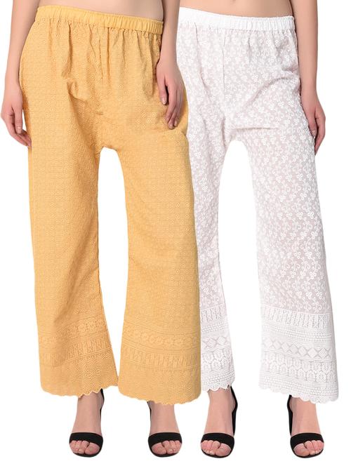 gold cotton combo palazzo - 15265278 - Standard Image - 1
