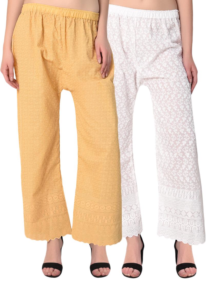 gold cotton combo palazzo - 15265278 - Zoom Image - 1