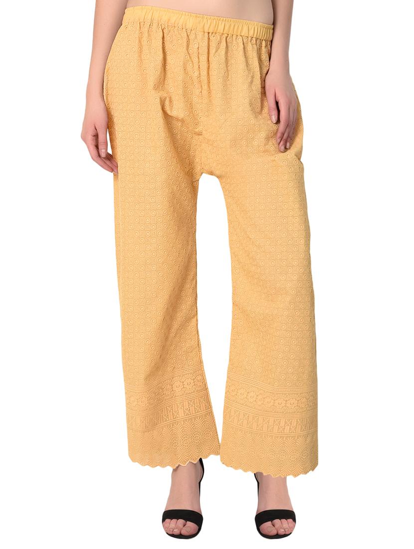 gold cotton combo palazzo - 15265278 - Zoom Image - 2