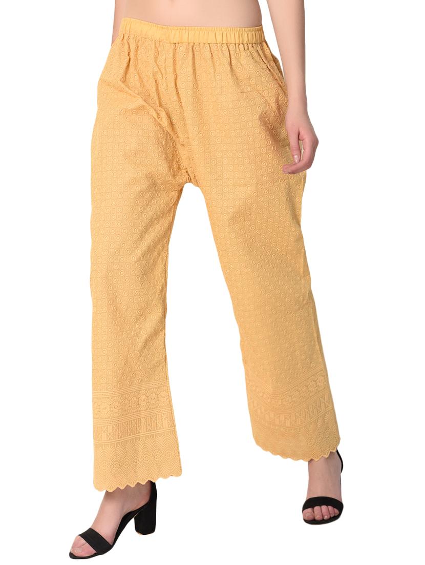 gold cotton combo palazzo - 15265278 - Zoom Image - 3