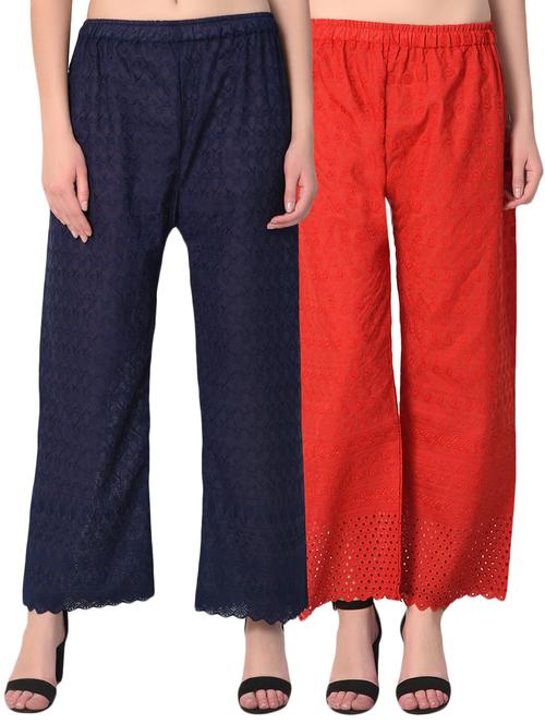 navy blue cotton combos palazzo - 15265287 - Standard Image - 1