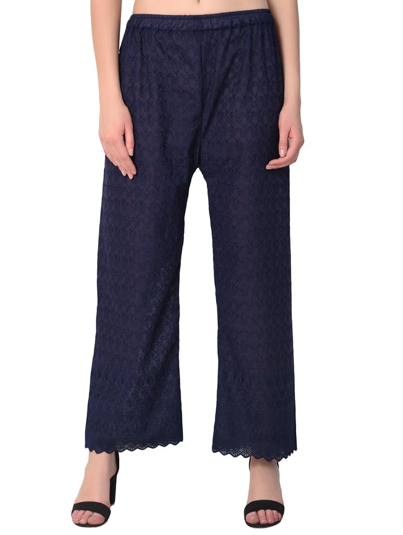 navy blue cotton combos palazzo - 15265287 - Zoom Image - 2