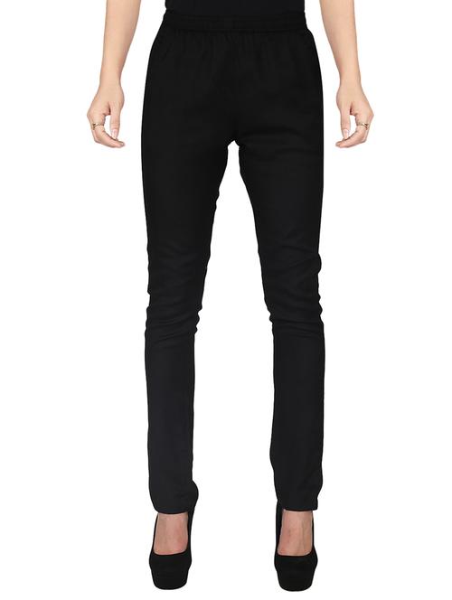 black solid rayon trouser - 15265484 - Standard Image - 1
