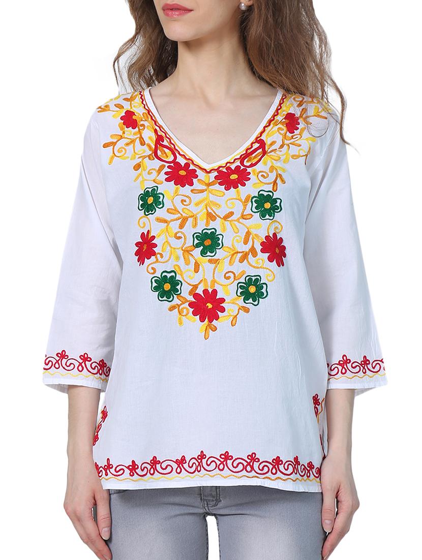 embroidered v neck tunic - 15265658 - Zoom Image - 1