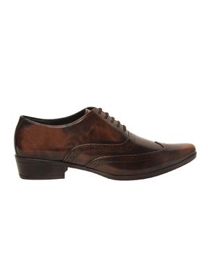 brown leatherette lace-up brouge - 15266101 - Standard Image - 2