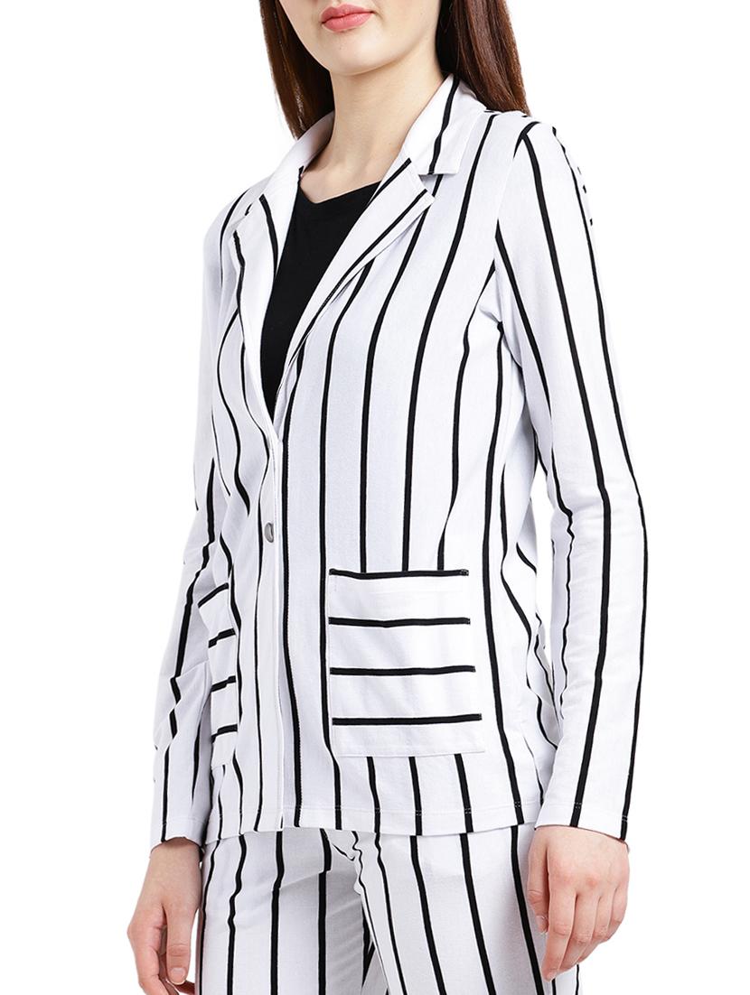 lapel collar striped blazer - 15266586 - Zoom Image - 2