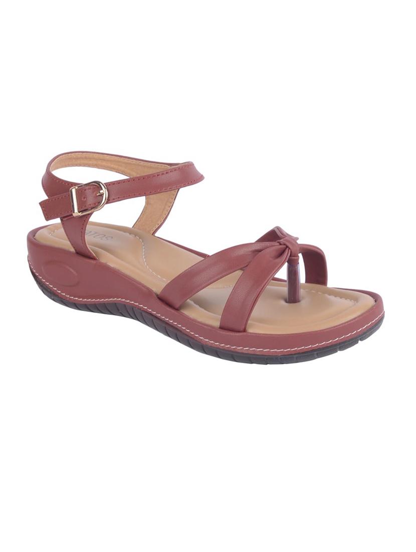maroon ankle strap sandal - 15266606 - Zoom Image - 1