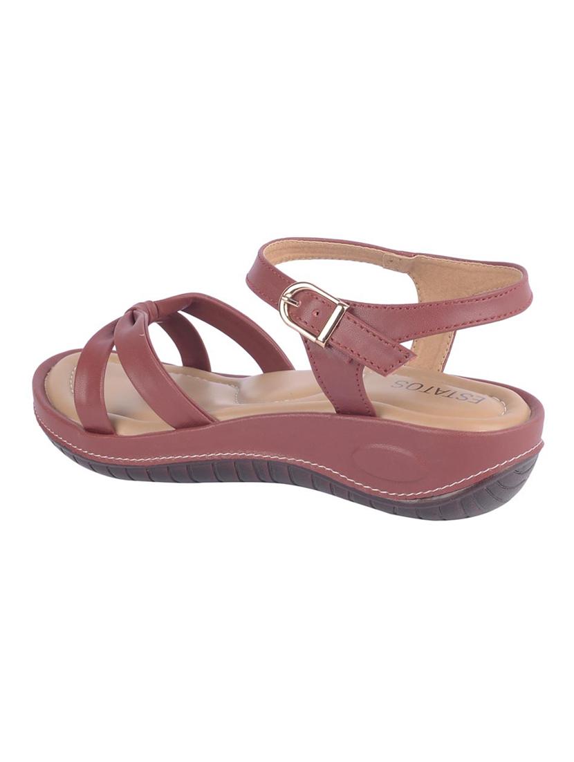 maroon ankle strap sandal - 15266606 - Zoom Image - 3