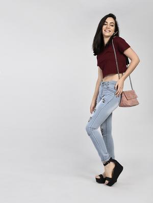 blue denim distressed jeans - 15266770 - Standard Image - 3
