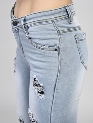 blue denim distressed jeans - 15266770 - Standard Image - 4