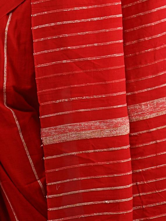 red cotton tant saree - 15266820 - Zoom Image - 2
