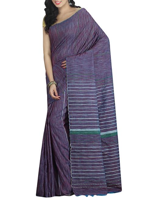 blue cotton tant saree with blouse - 15266888 - Very Small Image - 1