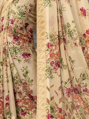 floral print saree with blouse - 15267710 - Standard Image - 2