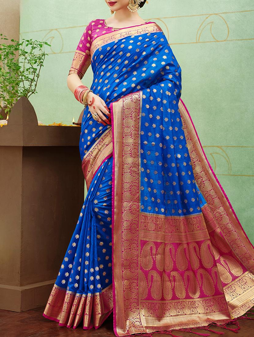 Zari bordered banarasi saree with blouse - 15268121 - Zoom Image - 1