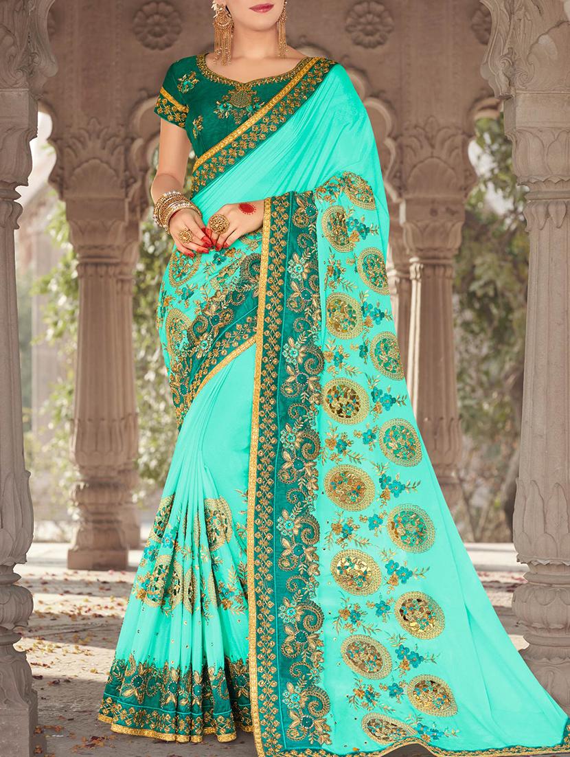 zari embroidered saree with blouse - 15268123 - Zoom Image - 1