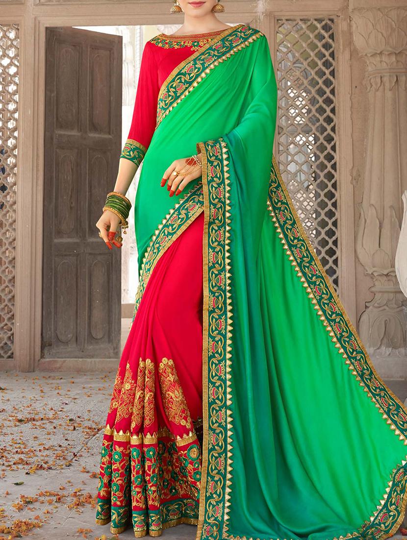Zari half and half saree with blouse - 15268124 - Zoom Image - 1