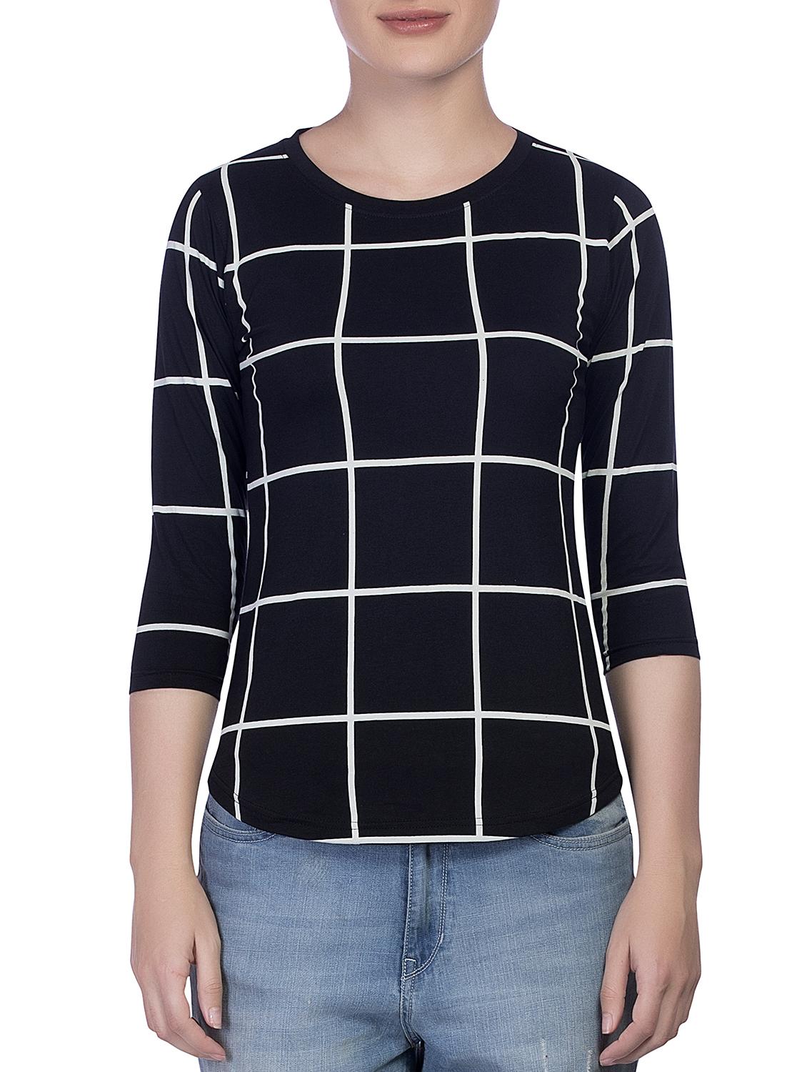 round neck checkered tee - 15268125 - Zoom Image - 1