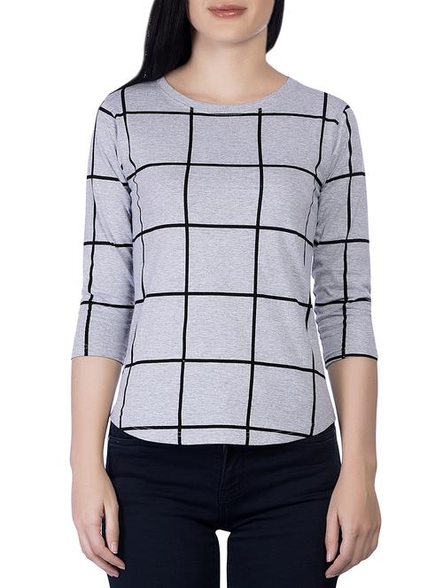 round neck checkered tee - 15268126 - Standard Image - 1