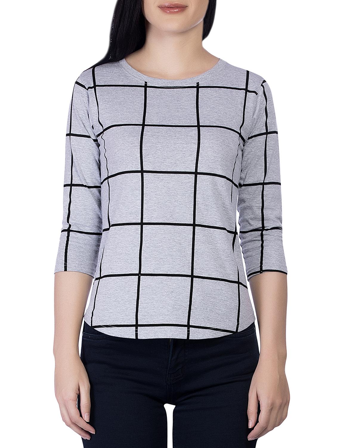 round neck checkered tee - 15268126 - Zoom Image - 1