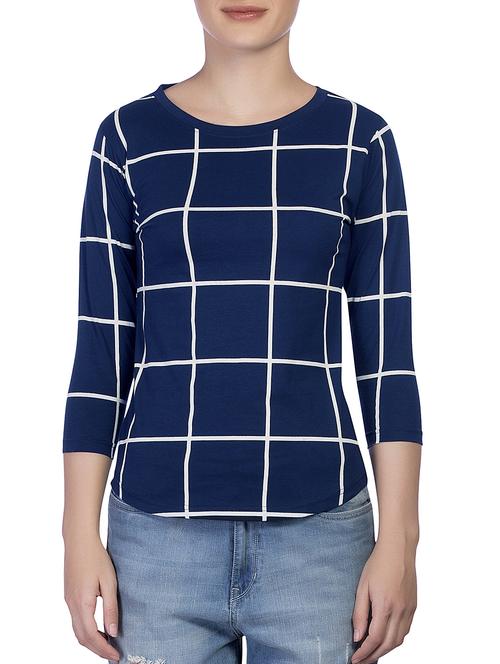 round neck checkered tee - 15268127 - Standard Image - 1