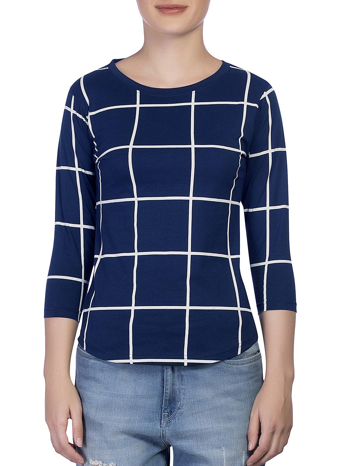 round neck checkered tee - 15268127 - Zoom Image - 1