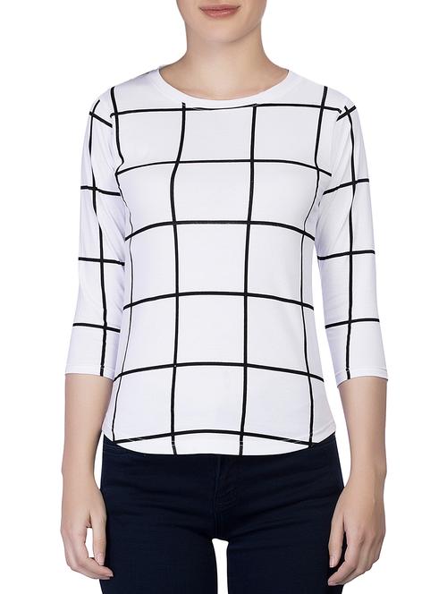 grid pattern round neck tee - 15268128 - Standard Image - 1