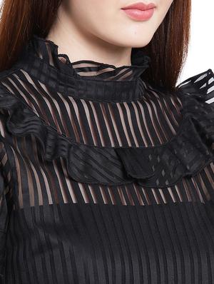 striped ruffled sheer top - 15268168 - Standard Image - 4