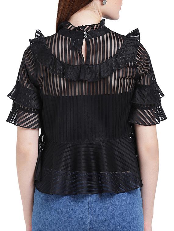 striped ruffled sheer top - 15268168 - Zoom Image - 3