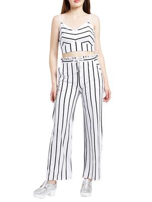 white striped wide leg trouser - 15268193 - Standard Image - 4