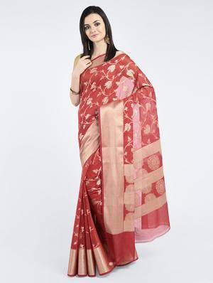 floral motif banarasi saree - 15268425 - Standard Image - 1