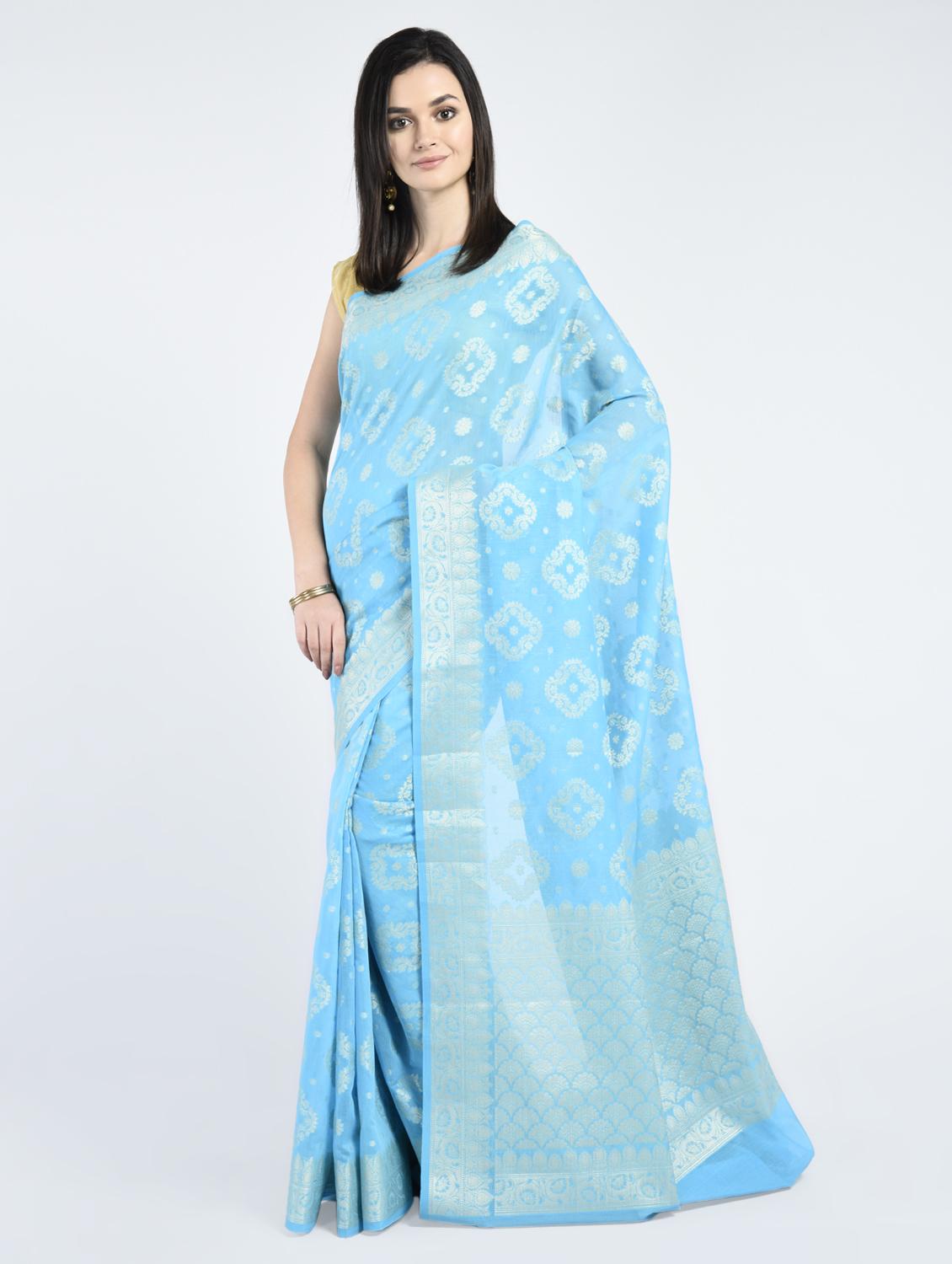 floral Zari motif Banarasi Saree - 15268547 - Zoom Image - 1