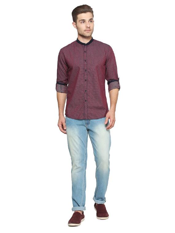 red cotton casual shirt - 15269022 - Zoom Image - 3