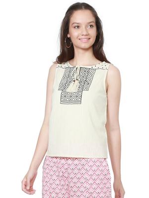 tie-up neck embroidered top - 15269437 - Standard Image - 2