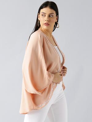 embroidered asymmetric shrug - 15270173 - Standard Image - 2