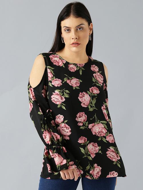 cold shoulder floral plus top - 15270202 - Standard Image - 1