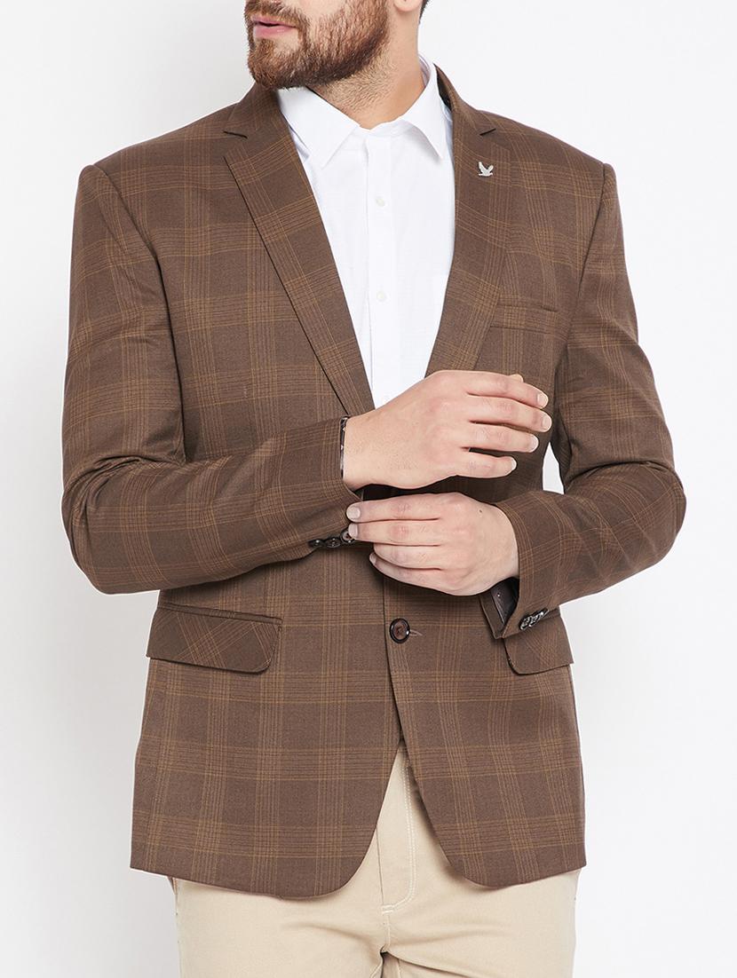 brown poly wool casual blazer - 15270568 - Zoom Image - 1