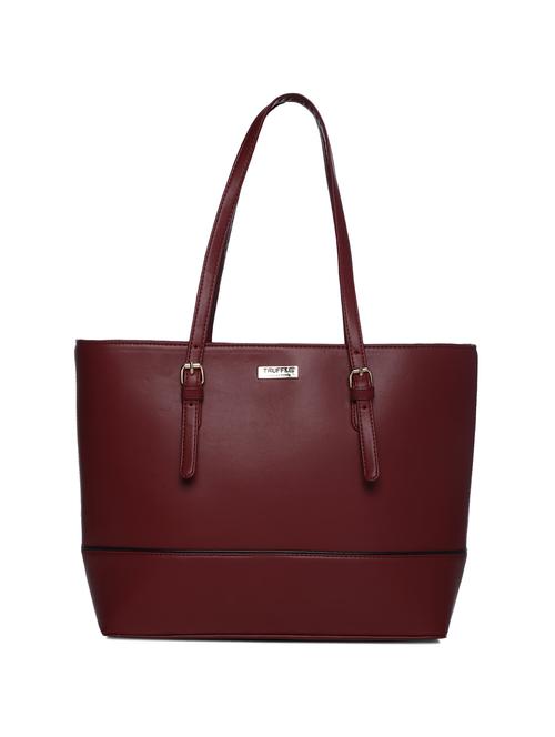 maroon leatherette (pu) regular handbag - 15272179 - Standard Image - 1