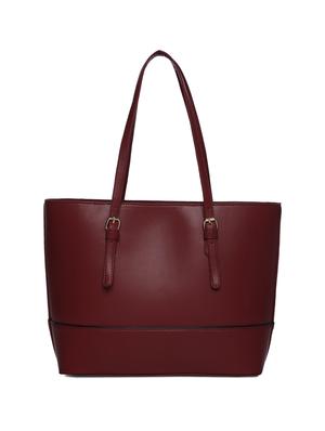 maroon leatherette (pu) regular handbag - 15272179 - Standard Image - 2