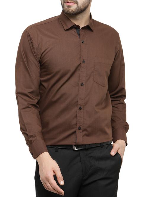 brown cotton casual shirt - 15273305 - Standard Image - 1