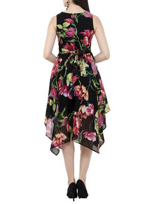 round neck floral asymmetric dress - 15273736 - Standard Image - 3