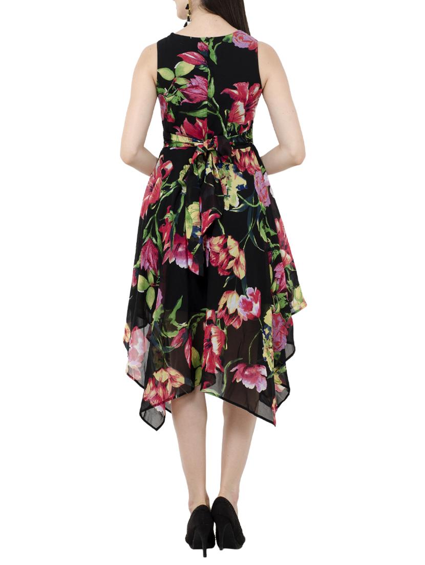 round neck floral asymmetric dress - 15273736 - Zoom Image - 3