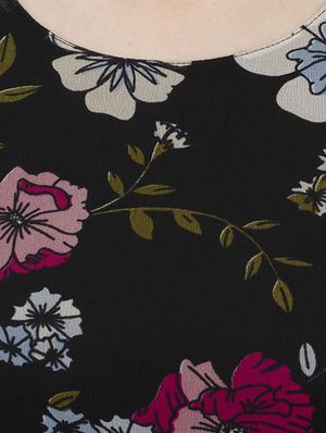 black floral georgette assymetric dress - 15273741 - Standard Image - 4