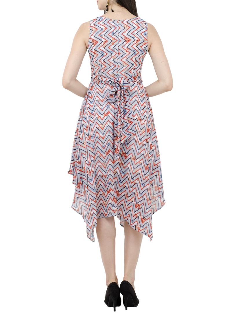 sleeveless chevron asymmetric dress - 15273743 - Zoom Image - 3