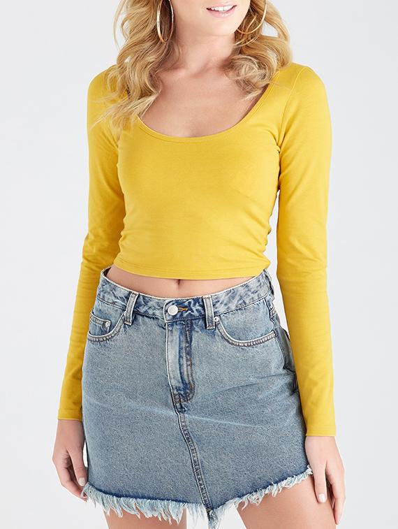 yellow solid cotton tee - 15274027 - Zoom Image - 1