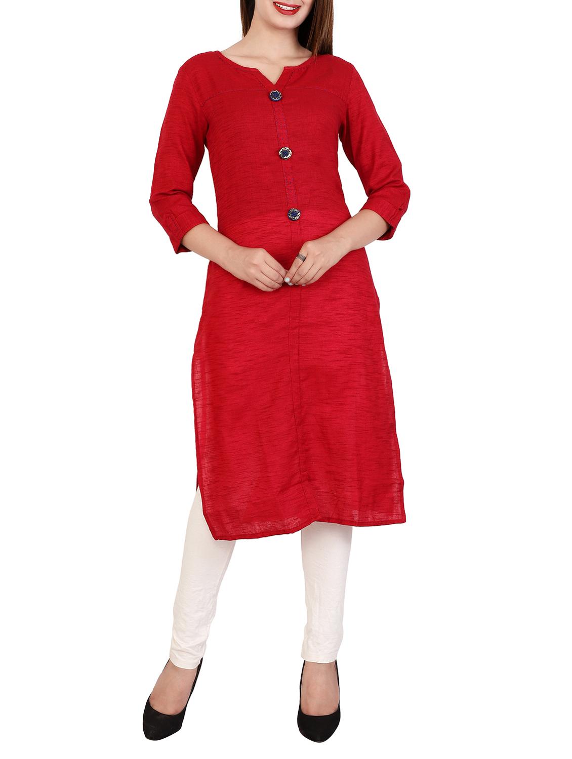 solid straight kurta - 15274171 - Zoom Image - 1