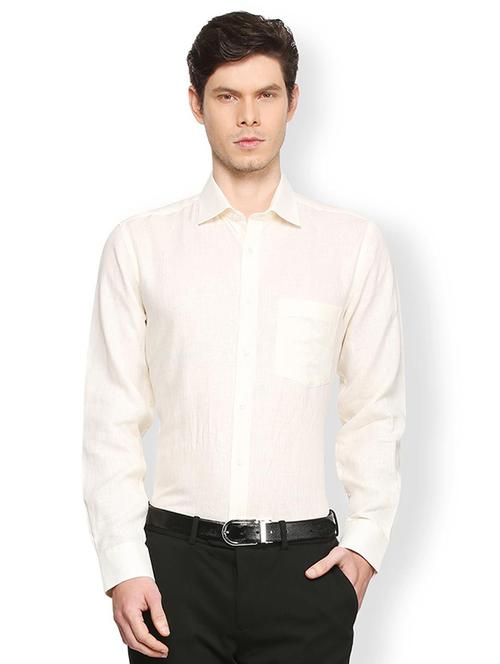 beige linen formal shirt - 15274692 - Standard Image - 1