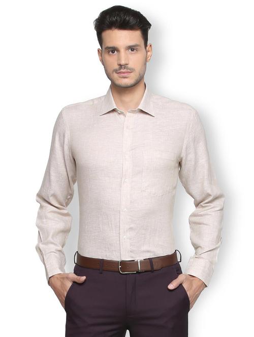 beige linen formal shirt - 15274814 - Very Small Image - 1