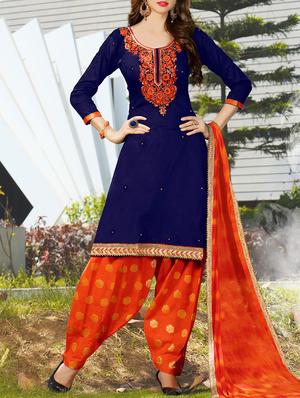 Embroidered unstitched salwar suit - 15274874 - Standard Image - 1