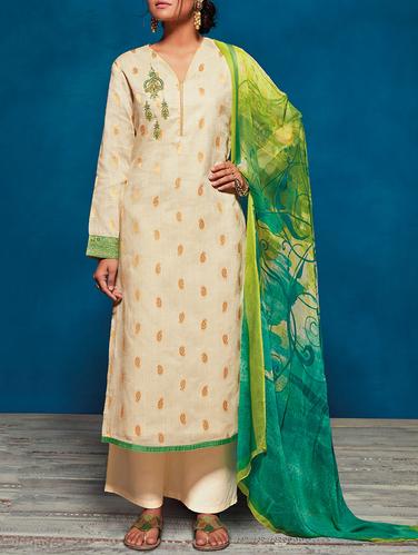 Embroidred unstitched palazzo suit - 15274889 - Very Small Image - 1