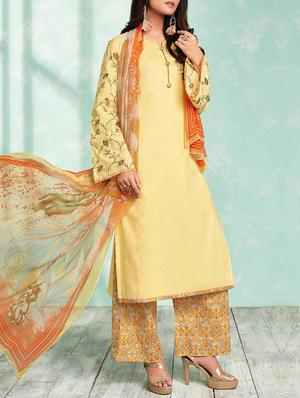 Embroidered unstitched palazzo suit - 15274900 - Standard Image - 1